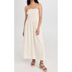 Demylee Midi Tube Dress Size S Beige Cotton Knit Fit Flare Minimalist